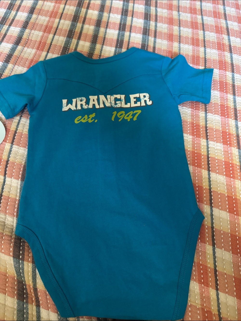 Wrangler Bright Teal Infant Bodysuit with Logo